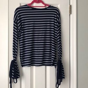 Misguided stripe tie cuff long sleeve top